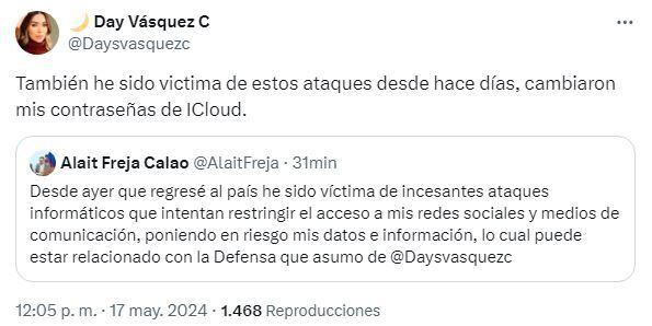 Day Vásquez y su abogado denunciaron ser víctimas de ataques informáticos.