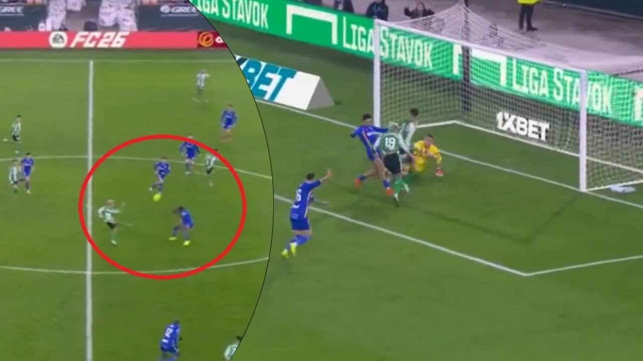 Momento de la asistencia y el gol de Cucho Hernández.