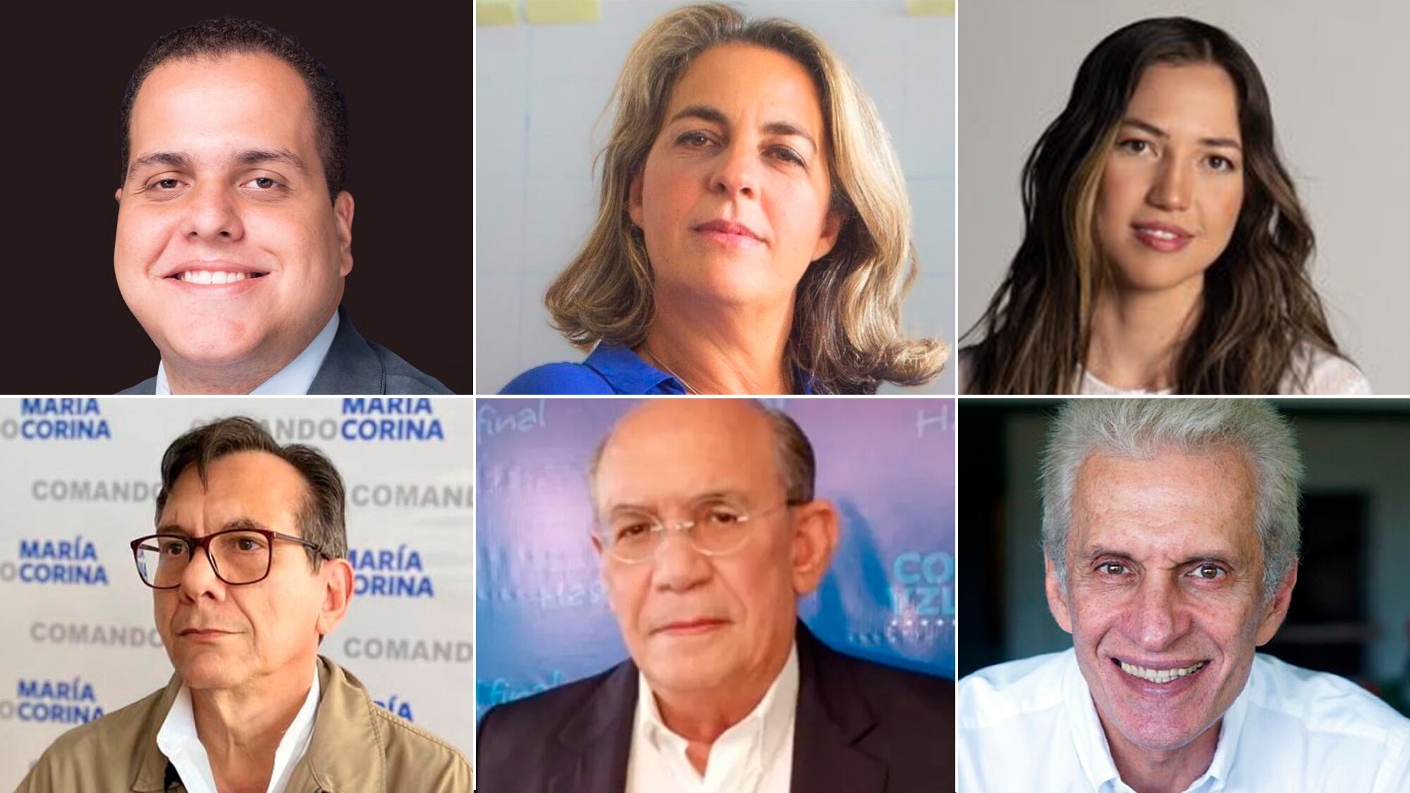 Pedro Urruchurtu, Magalli Meda, jefa del comando de la campaña; su coordinadora de comunicaciones, Claudia Macero; el coordinador nacional Electoral de Vente Venezuela, Humberto Villalobo y el miembro de la dirección del partido y exdiputado, Omar González. También se encuentra allí el exministro Fernando Martínez Mottola.