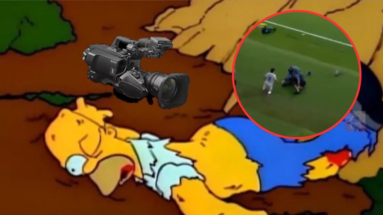 Un accidente junto a la cancha terminó desatando una ola de memes en redes.