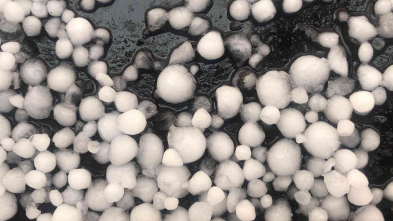 Catalina Quiroga tomó otra fotografía que evidencia el tamaño del granizo que estaba en sus pies.