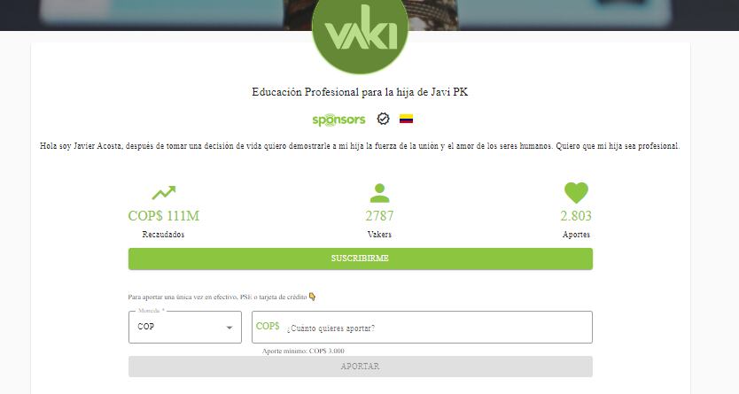 Este es el dinero que se ha recolectado para los estudios de las hija de Javier Acosta.