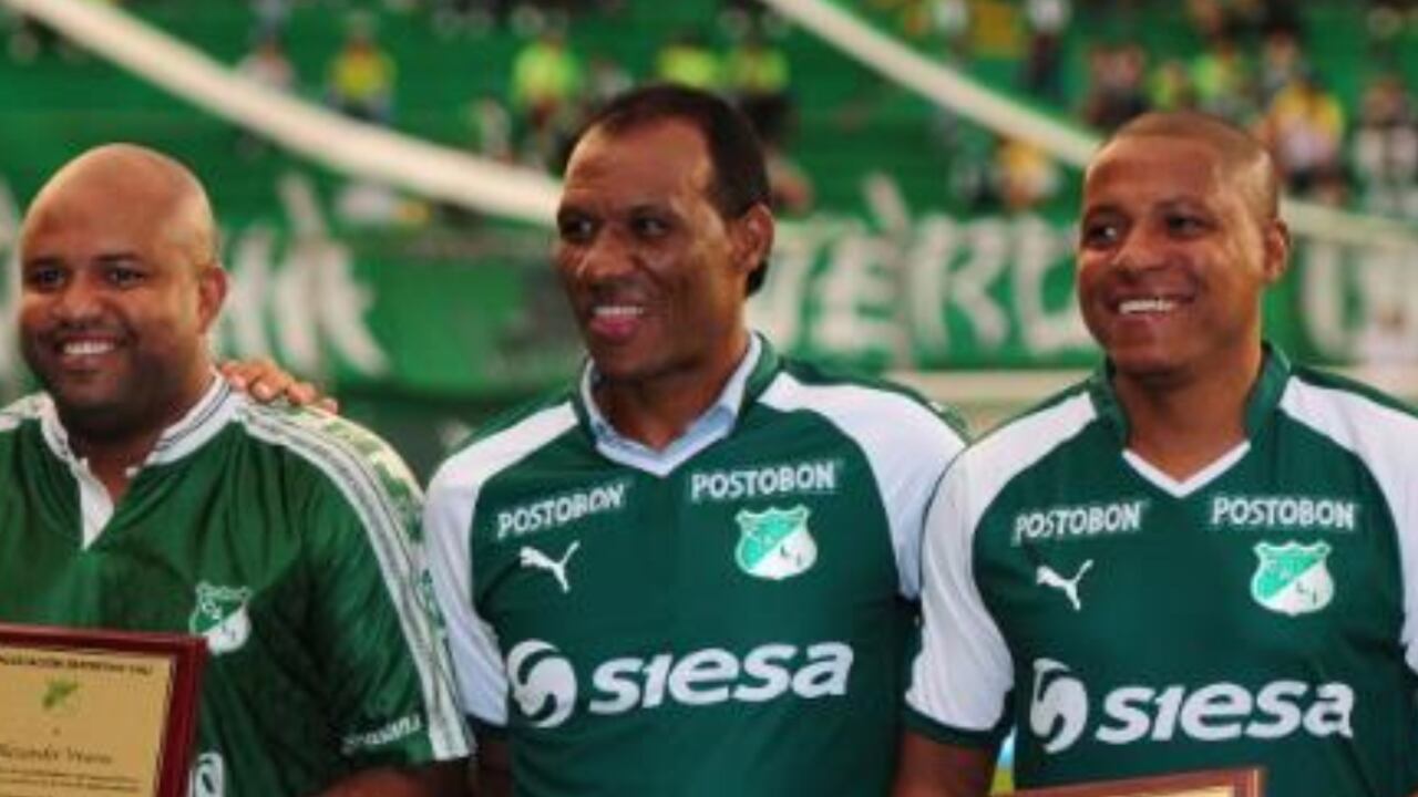 Alex Viveros, Walter Escobar y Víctor Bonilla en homenaje rendido por el Deportivo Cali en 2018