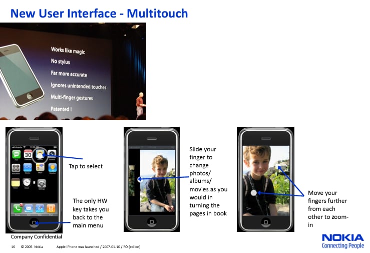 El equipo de Nokia advirtió que el iPhone cambiaría el panorama, afectando a marcas como Motorola y SonyEricsson.