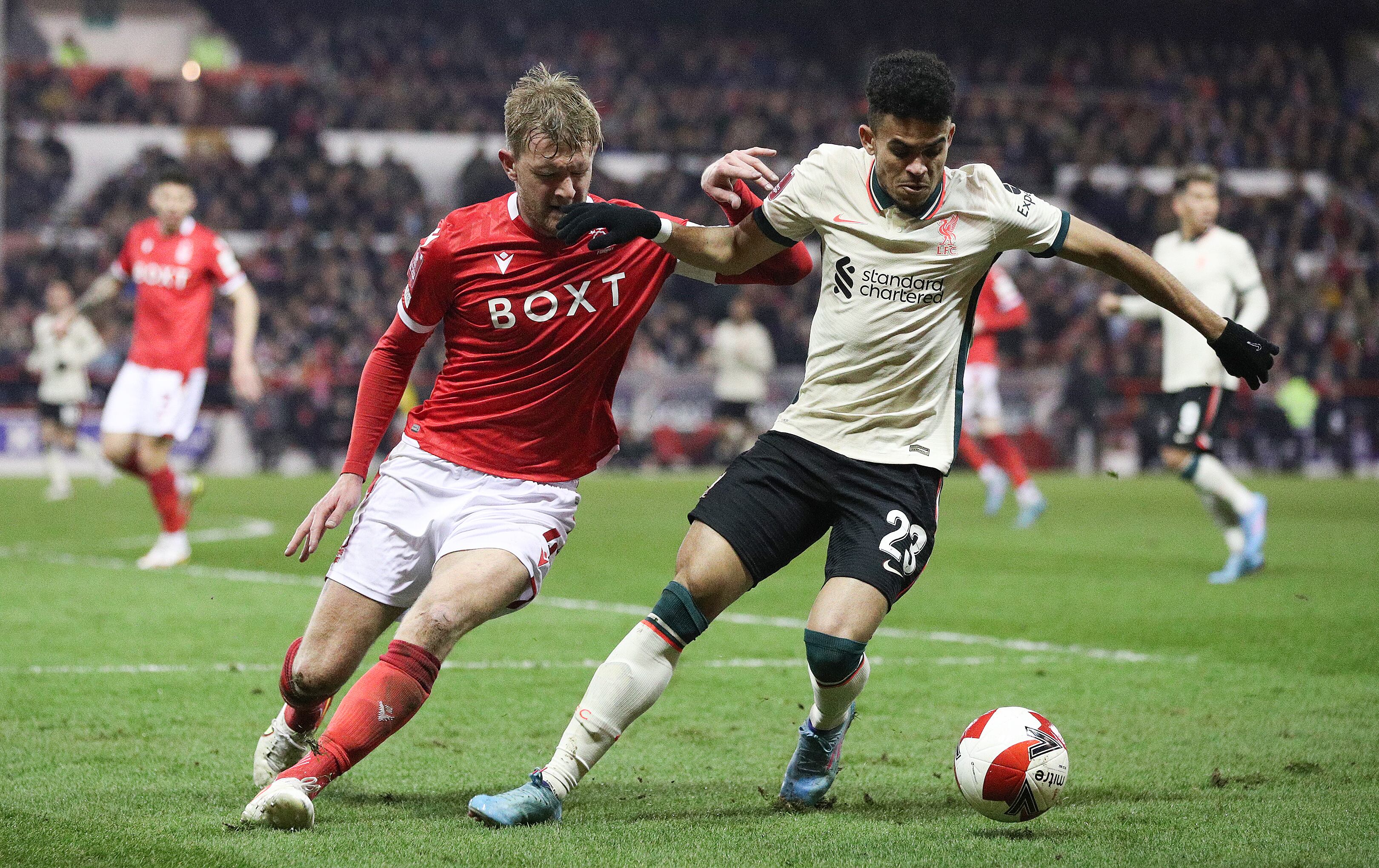Luis Díaz en la FA Cup ante el Nottingham Forest.