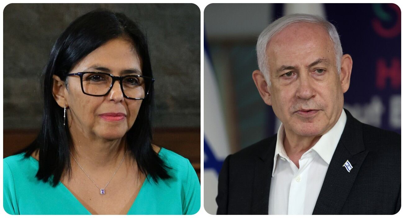 Delcy Rodríguez y Benjamin Netanyahu