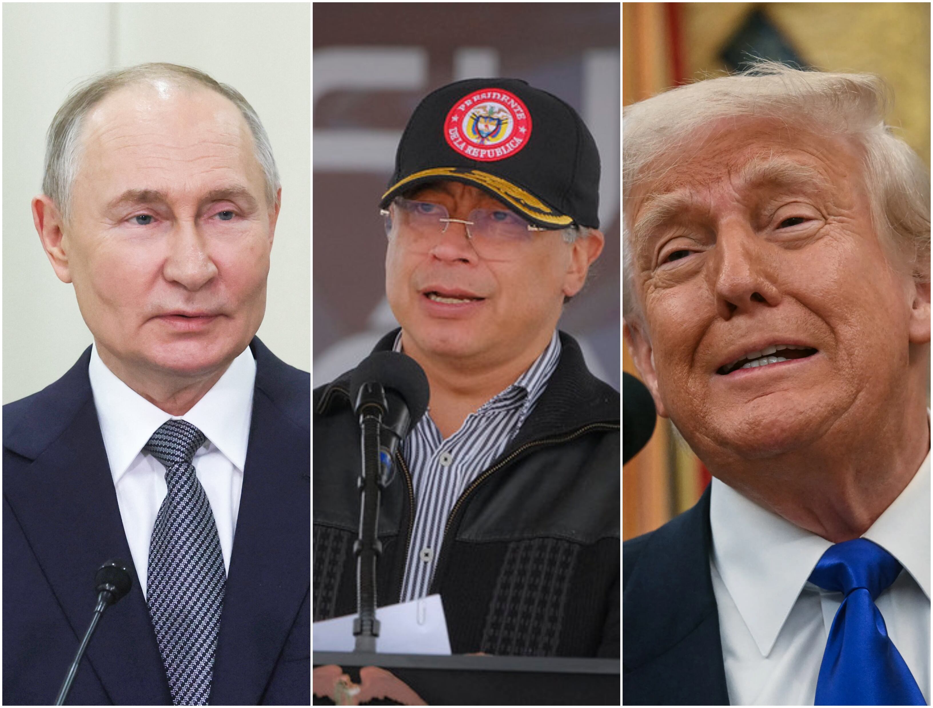 Gustavo Petro, Vladimir Putin y Donald Trump
