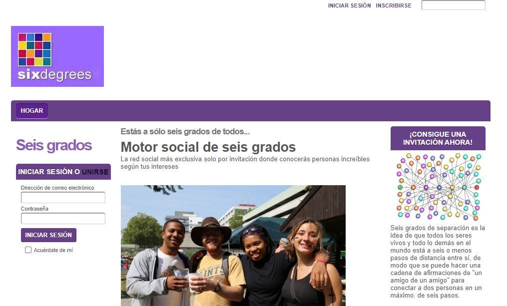 Página principal de Sixdegrees