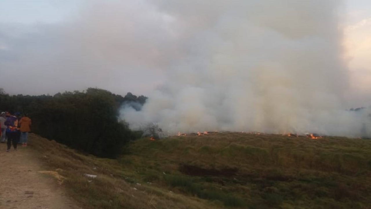 Incendio en humedal Tingua Azul, ubicado al sur de Bogotá. Foto: Humedales Bogotá