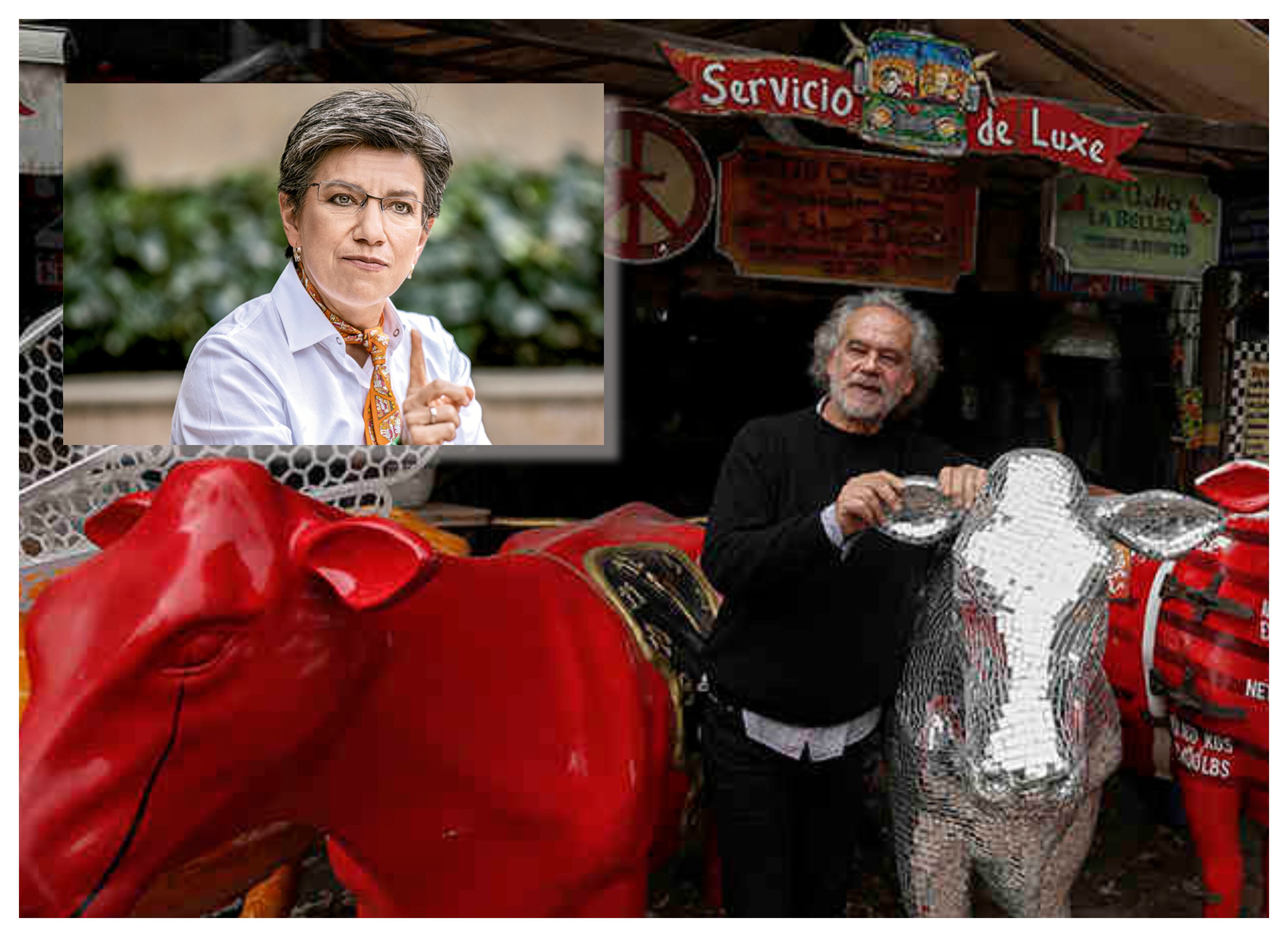 Claudia López y Andrés Jaramillo, propietario de Andrés Carne de Res.