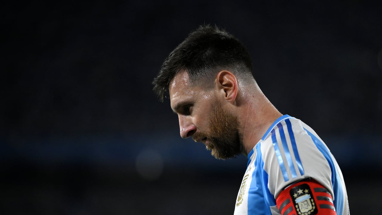 BUENOS AIRES, ARGENTINA - OCTOBER 15: Lionel Messi of Argentina reacts during the FIFA World Cup 2026 South American Qualifier match between Argentina and Bolivia at Estadio Más Monumental Antonio Vespucio Liberti on October 15, 2024 in Buenos Aires, Argentina. (Photo by Marcelo Endelli/Getty Images)