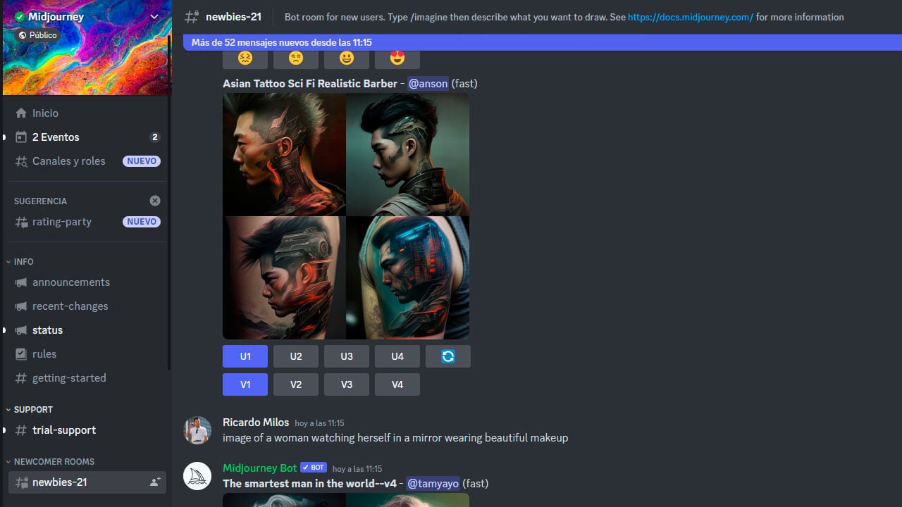 Discord permite usar la IA de Midjourney