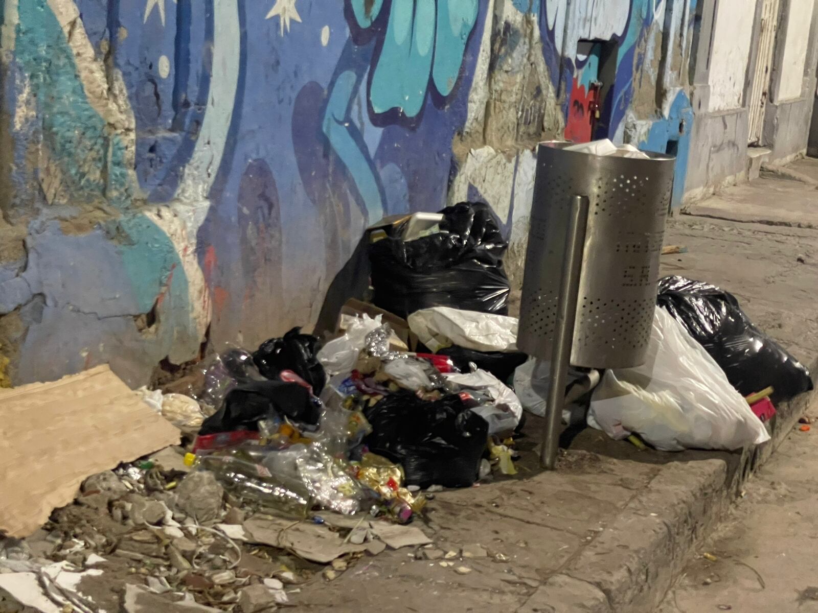 Los animales rompen las bolsas y riegan la basura en los andenes
