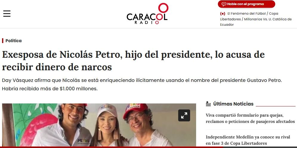 Captura de pantalla de Caracol Radio.