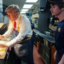 FEASTERVILLE-TREVOSE, PENNSYLVANIA - OCTOBER 20: Republican presidential nominee, former U.S. President Donald Trump works the drive-through line as he visits a McDonald's restaurant on October 20, 2024 in Feasterville-Trevose, Pennsylvania. Trump is campaigning the entire day in the state of Pennsylvania. Trump and Democratic presidential nominee Vice President Kamala Harris continue to campaign in battleground swing states ahead of the November 5 election. Win McNamee/Getty Images/AFP (Photo by WIN MCNAMEE / GETTY IMAGES NORTH AMERICA / Getty Images via AFP)