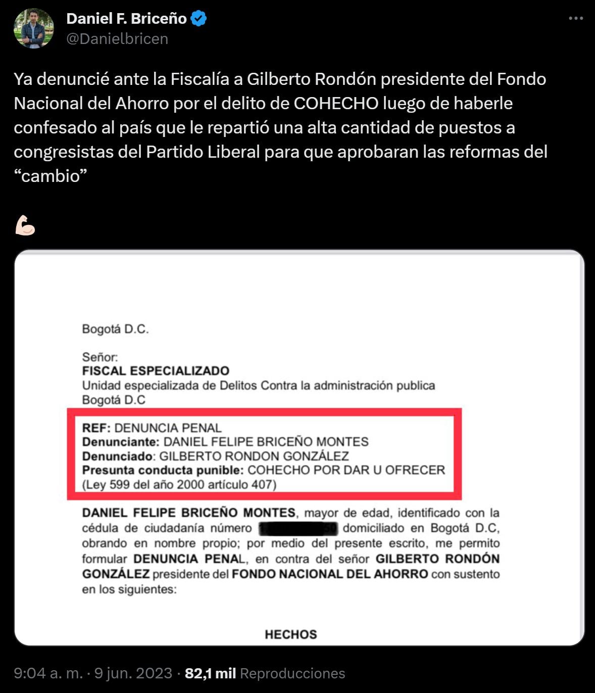 Denuncia Fiscalía Daniel Briceño - FNA