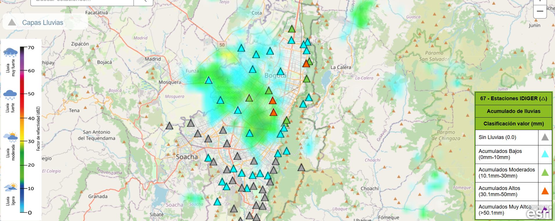 El IDIGER ofrece un mapa interactivo en tiempo real para consultar las condiciones meteorológicas en Bogotá sin necesidad de instalar aplicaciones.