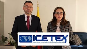 Richard Caicedo, director del Icetex, y la ministra Viviane Morales.