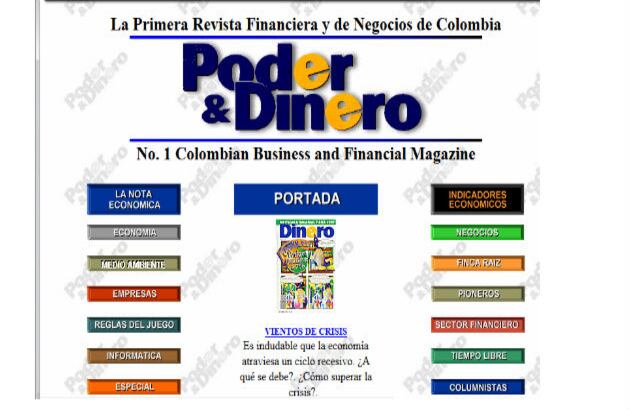 A finales de los 90, la navegación por el menú de secciones era lo más usual, por eso la barra de menú era protagonista de la pantalla. Hoy priman los contenidos de la página de inicio, mientras las secciones pasaron a un segundo plano. Así lucía Dinero.com en 1996.