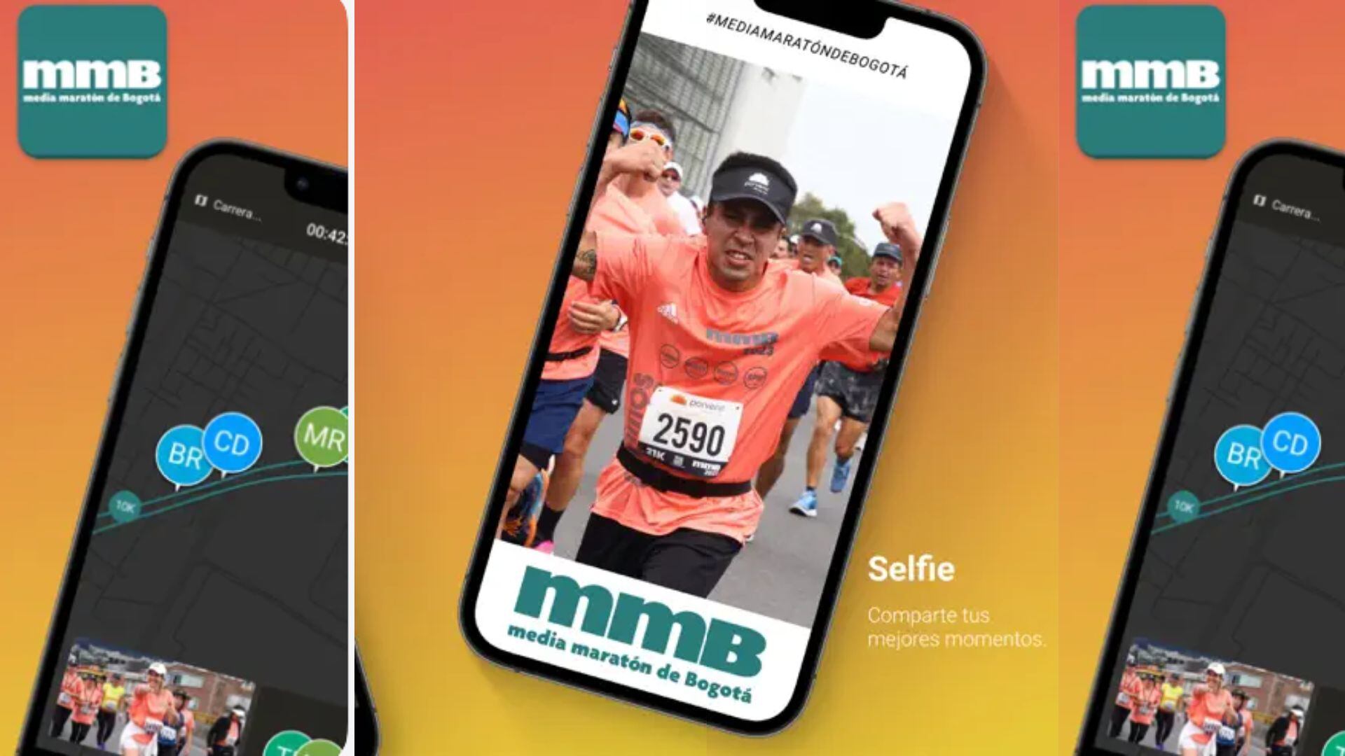 La aplicación oficial de la Media Maratón de Bogotá permite seguir corredores en tiempo real, consultar resultados, recorridos e información del evento desde el celular.