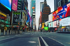 Una vista de Times Square vacía en medio de la pandemia del coronavirus (covid-19)
