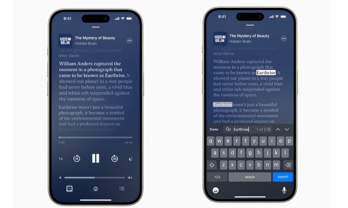 Apple Podcast ahora ofrece transcripciones automáticas.