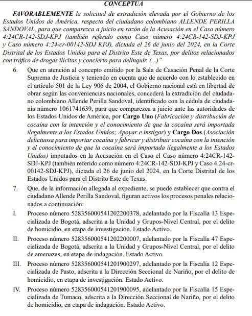 Resolución extradición alias Allende