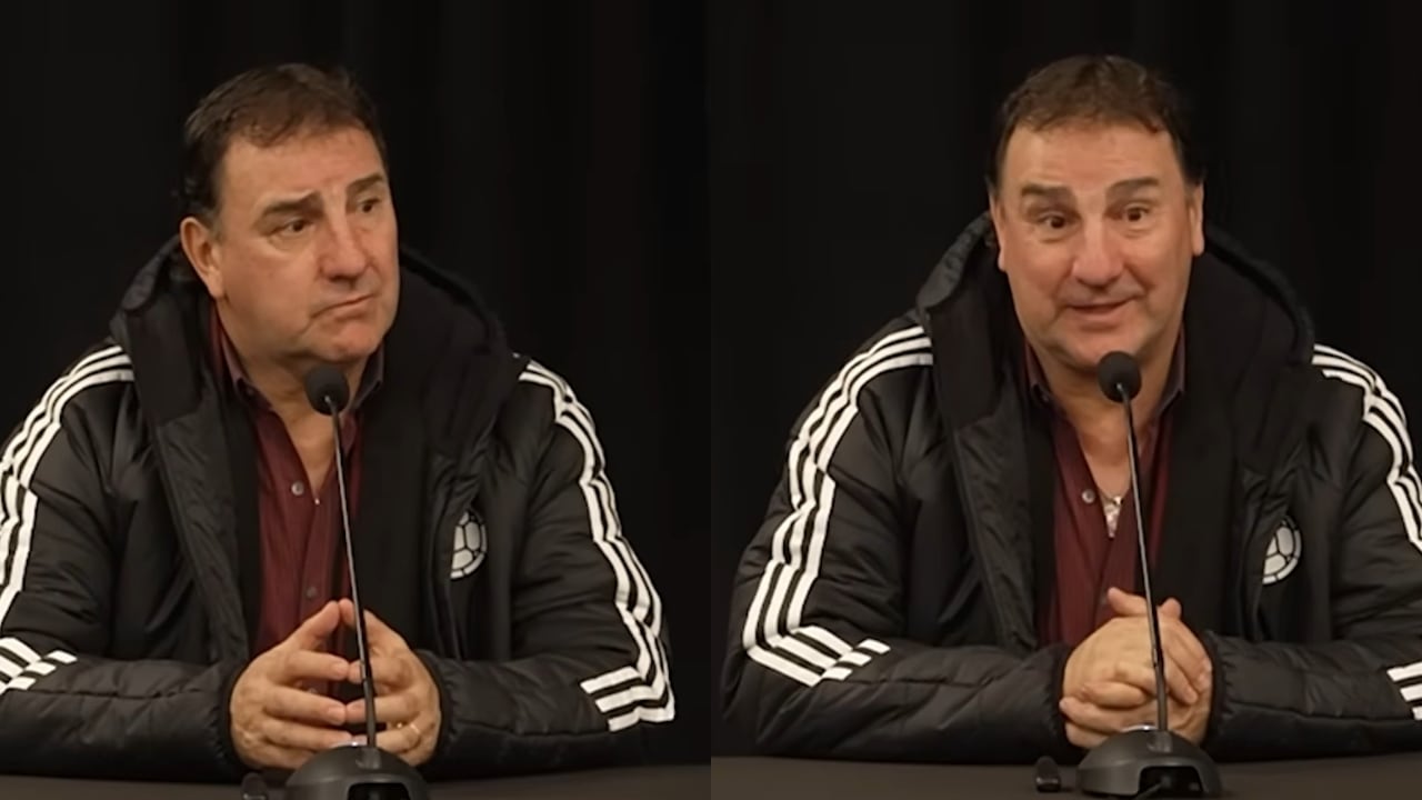 Néstor Lorenzo durante la rueda de prensa tras el partido entre Colombia vs. Australia.