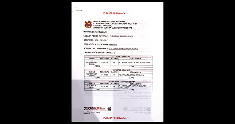 Documento del Ministerio de Defensa.