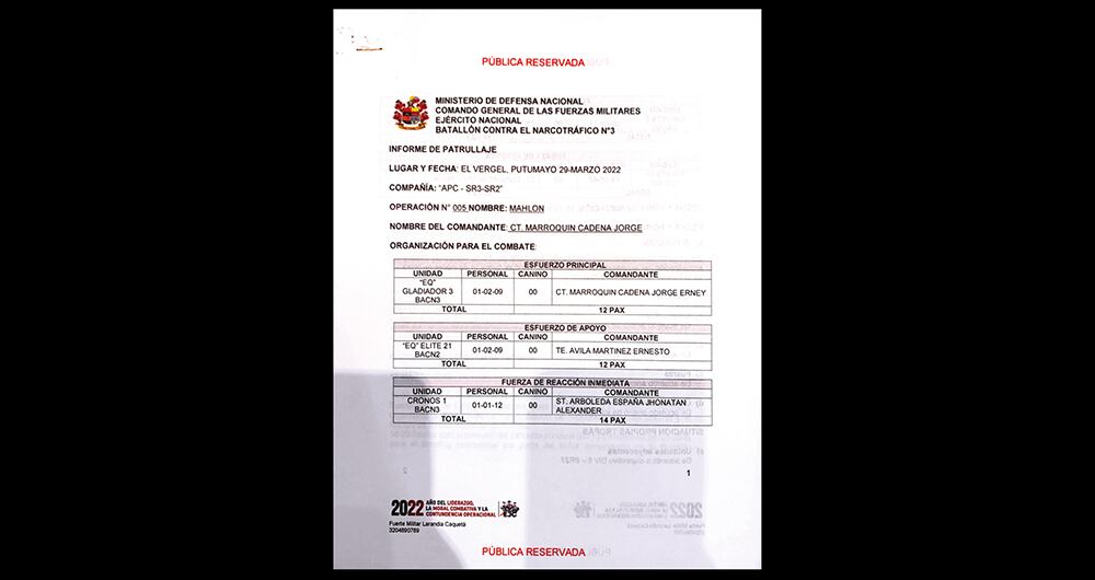 Documento del Ministerio de Defensa.