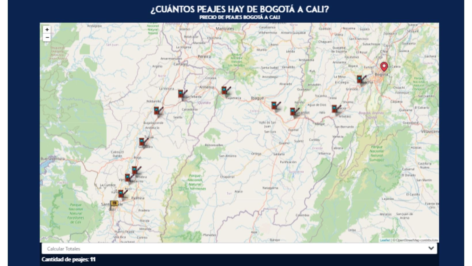 ¿Cuánto se gasta en gasolina y peajes de Bogotá a Cali?