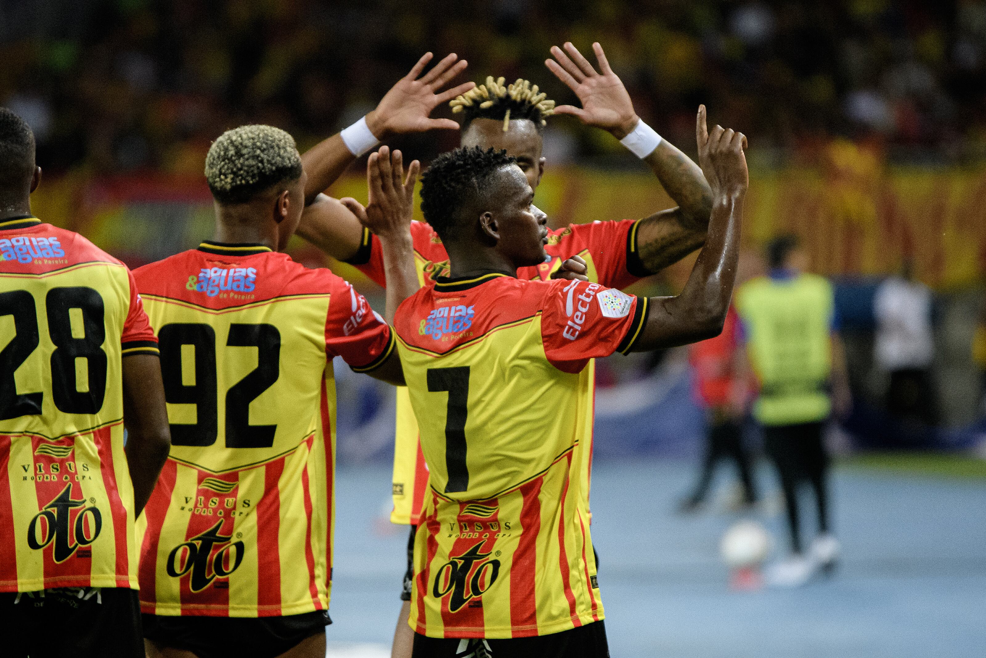 Imagen del partido de la fecha 10 de la Liga colombiana entre Deportivo Pereira y América de Cali por el primer semestre de la Liga colombiana.