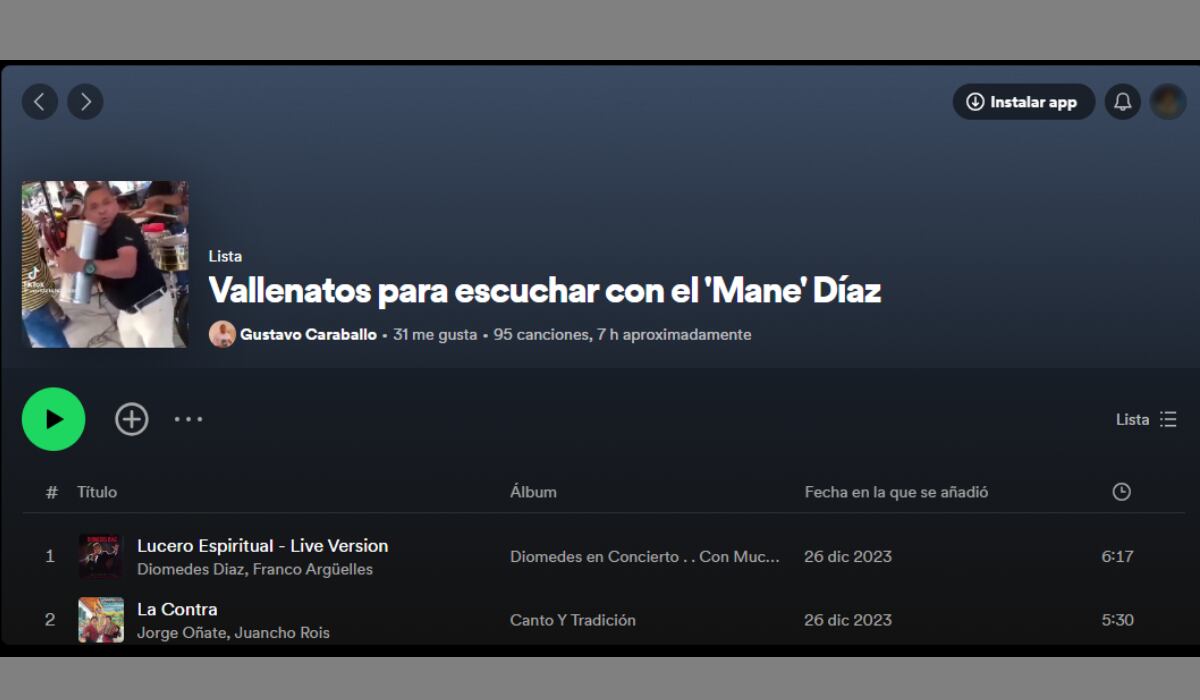 Papá de Luis Díaz protagoniza una playlist de vallenato: 'Para escuchar con el Mane Díaz'.