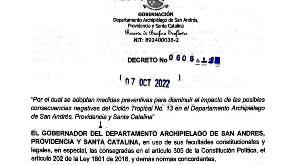 Decreto toque de queda en San Andrés.