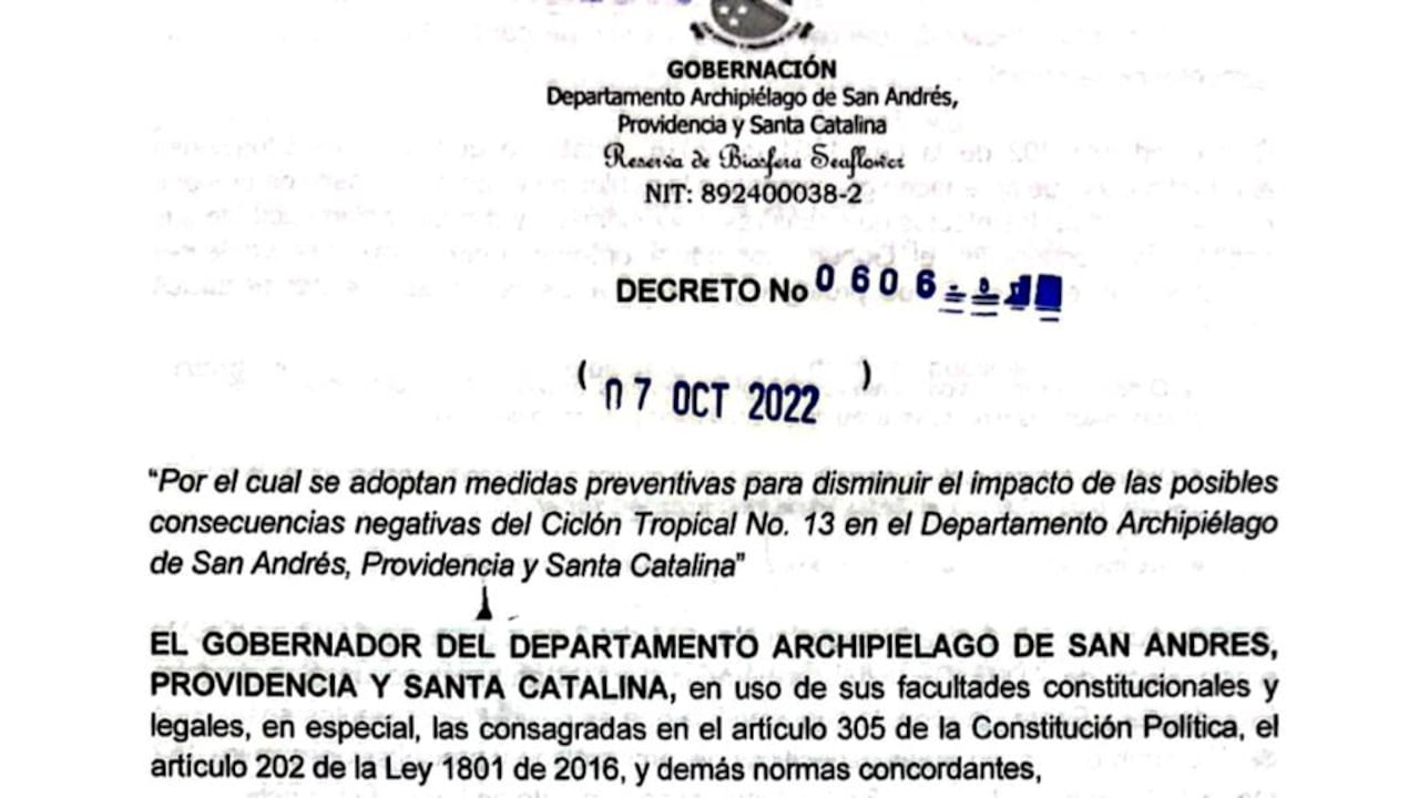Decreto toque de queda en San Andrés.