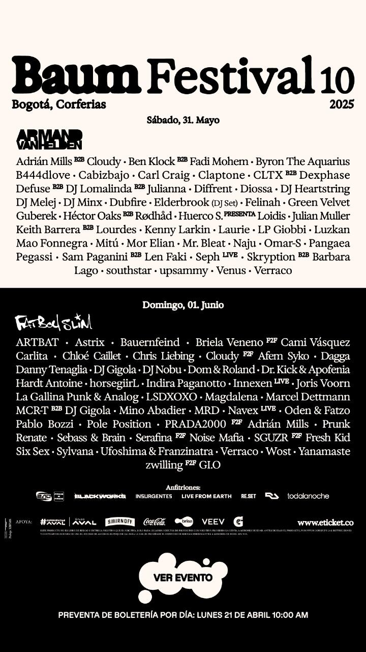 Alineación rotunda la del Baum Festival en su festejo de diez años.