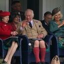 From left, Britain's Princess Anne, the Princess Royal, King Charles III and Queen Camilla react, during the Braemar Gathering highland games, in Braemar, a short distance from the royals' summer retreat at the Balmoral estate in Aberdeenshire, Scotland, Saturday, Sept. 2, 2023. (Andrew Milligan/PA via AP)