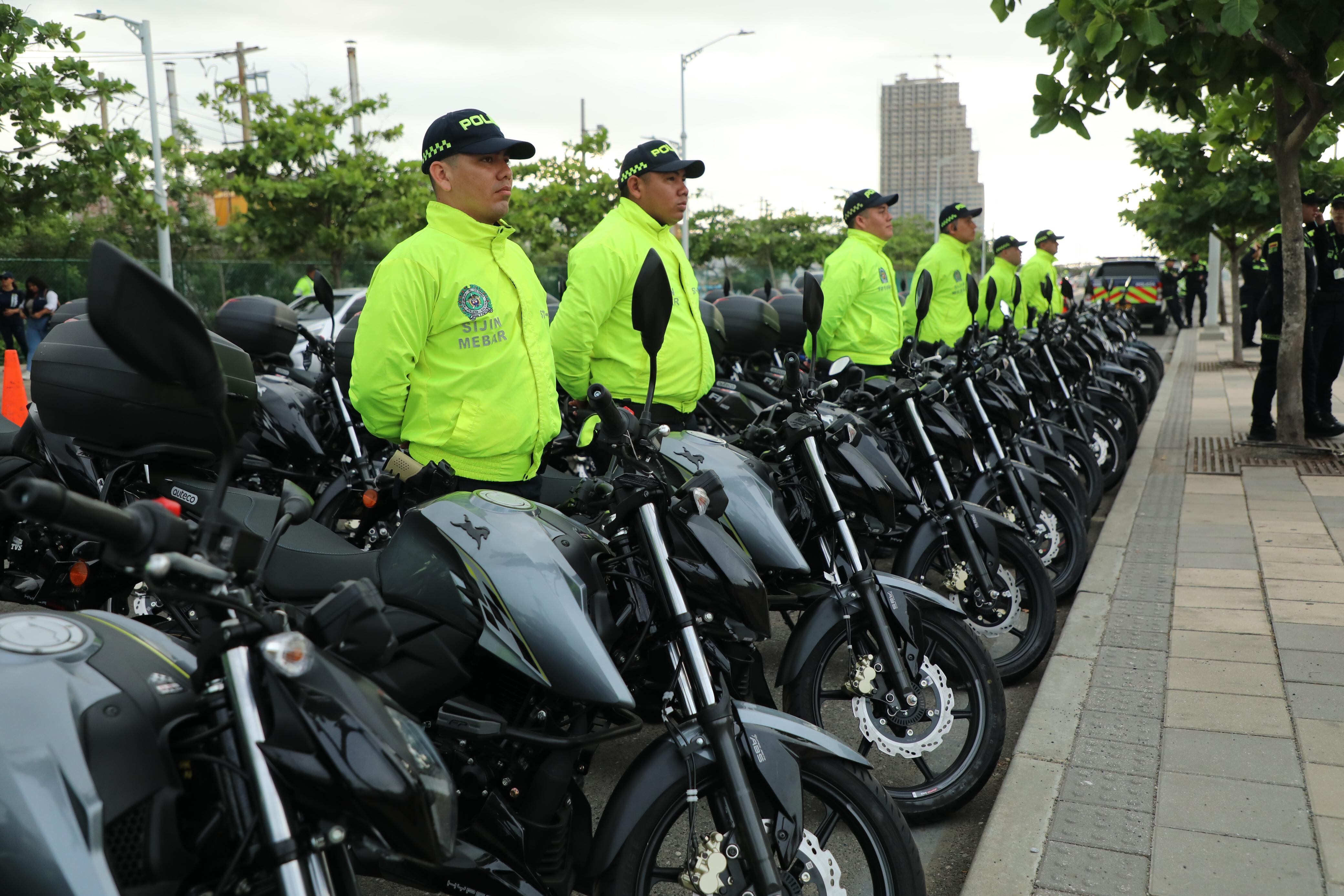 Motocicletas entregadas a la Policía de Barranquilla.