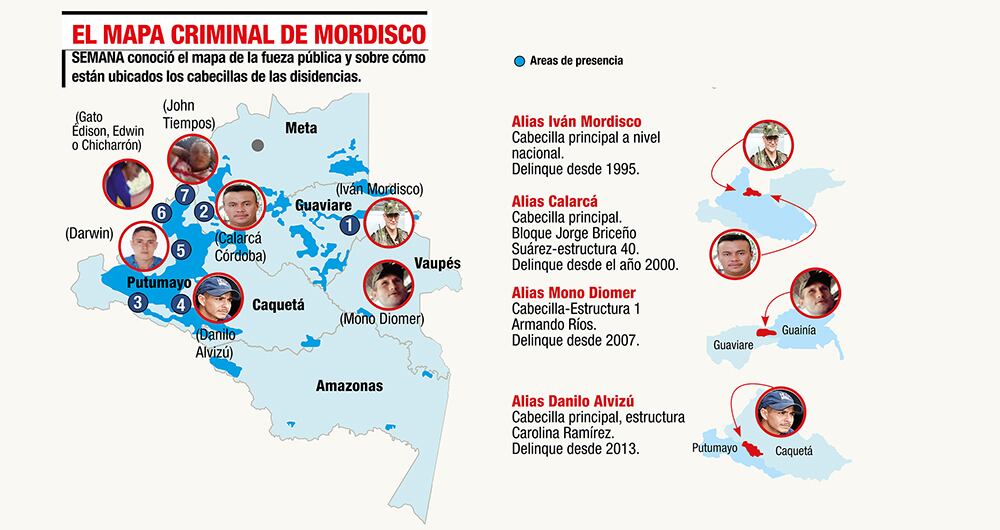 El mapa criminal de alias Iván Mordisco.