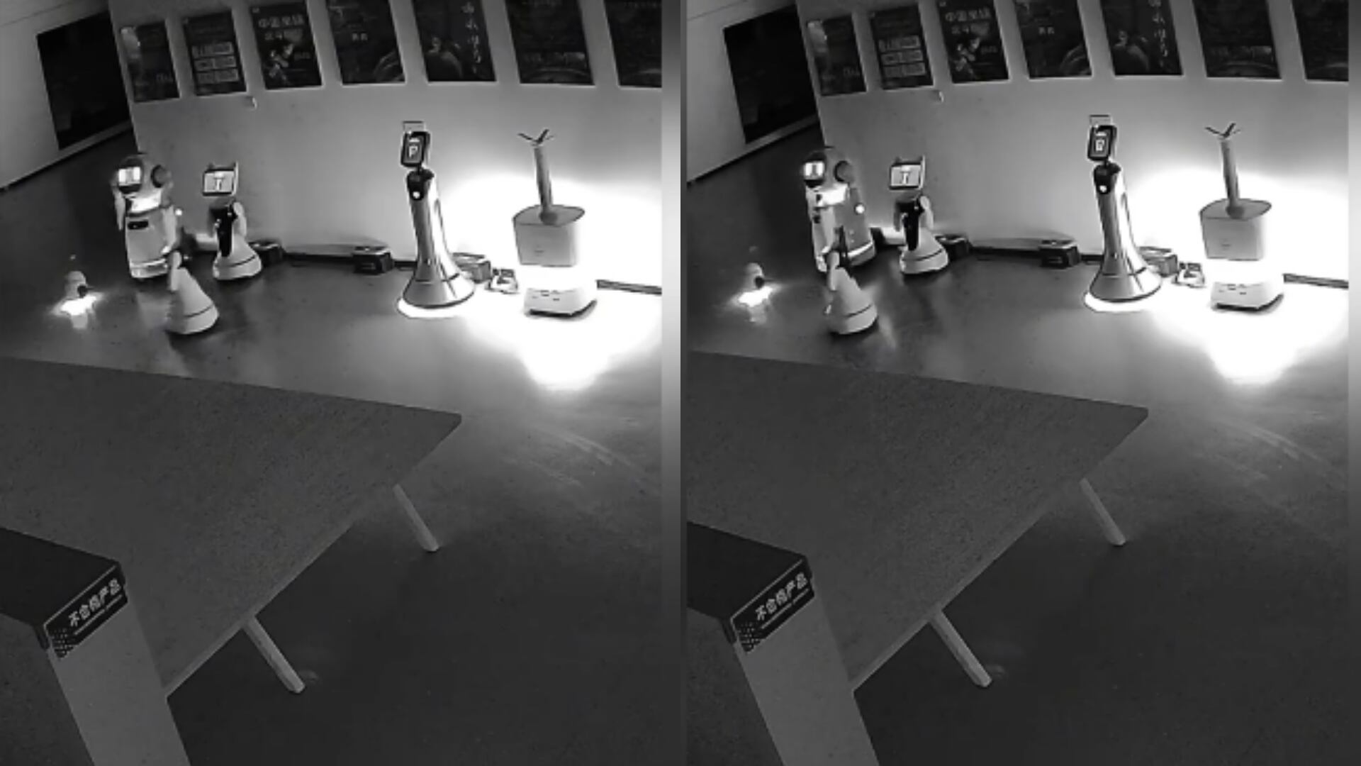 El pequeño robot fue captado entrando a  la sala de arte.