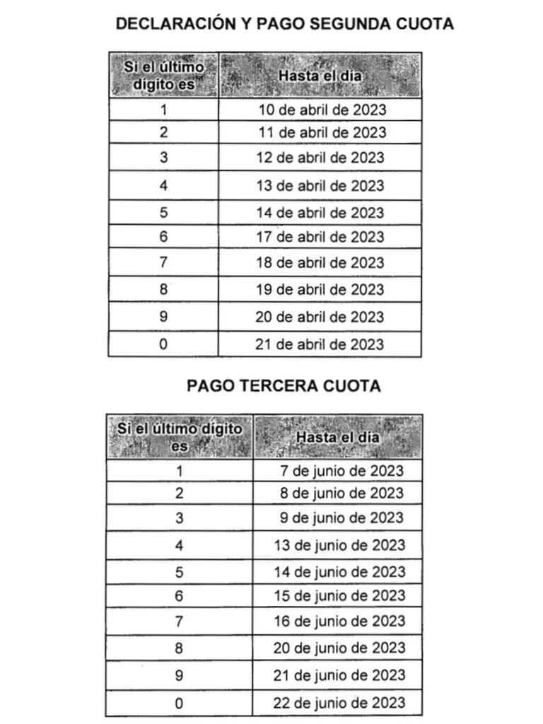 Pago Primera y Segunda Cuota Renta Grandes Contribuyente 2023