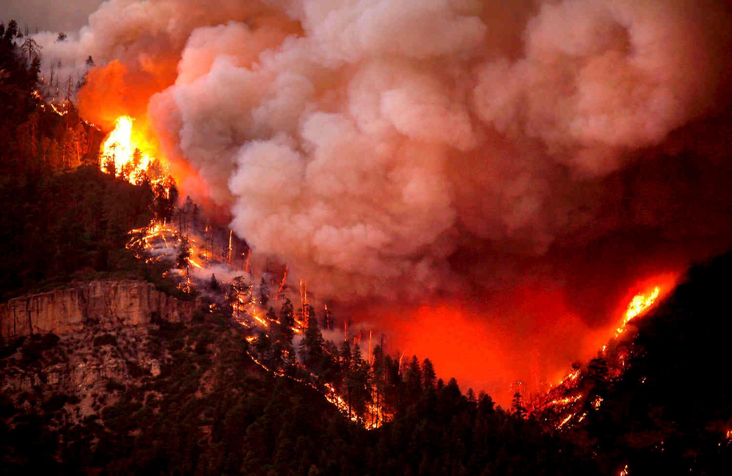 Estados Unidos Arde: Las impresionantes llamas consumen una montaña cerca a la autopista 550 en Hermosa, Colorado.  Jerry McBride / AP