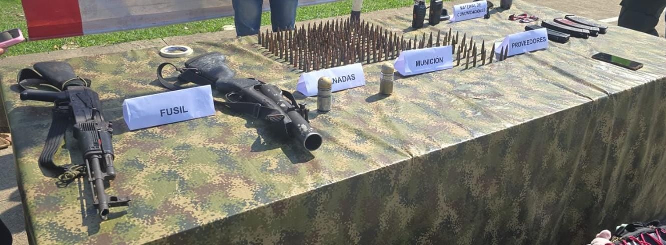 Material de guerra decomisado en combates contra el ELN en Norte de Santander.