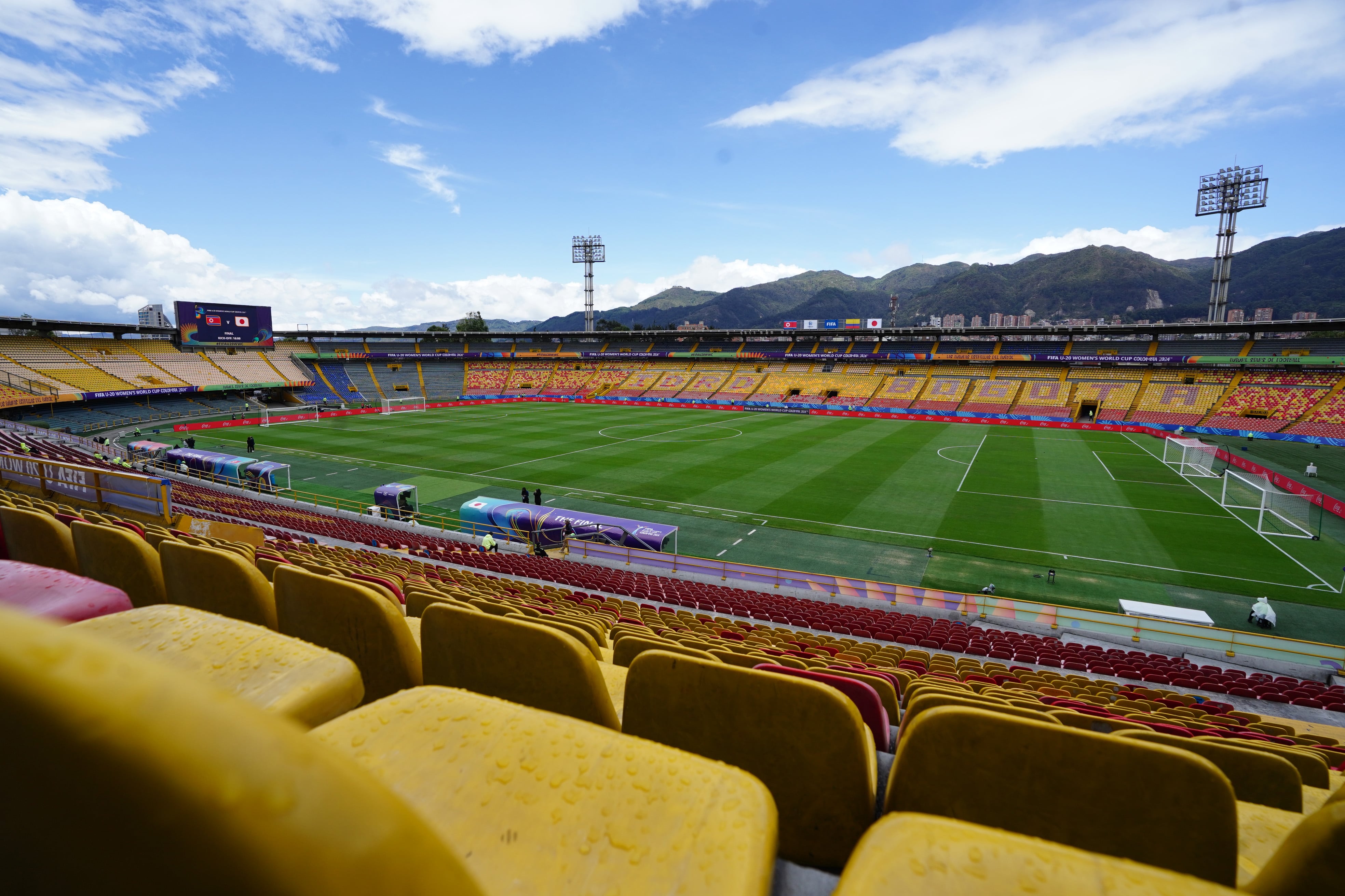 BOGOTA, COLOMBIA - SEPTEMBER 22: A general view of the stadium prior to the FIFA U-20 Women's World Cup Colombia 2024 Final match between Korea DPR and Japan at Estadio El Campin on September 22, 2024 in Bogota, Colombia. (Photo by Andres Rot - FIFA/FIFA via Getty Images)