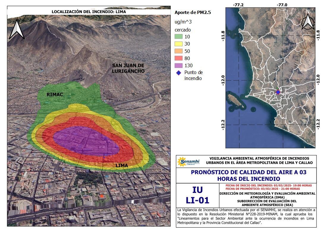 El área del incendio puede aumentar debido a la rápida propagación de las llamas