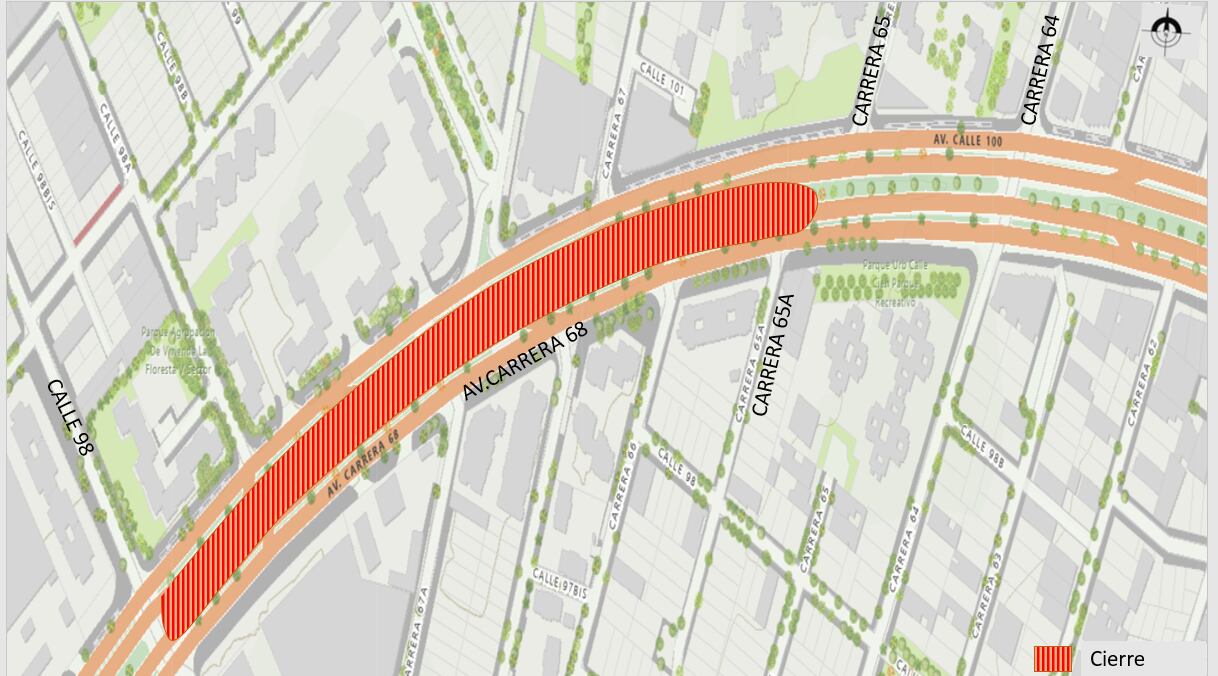 En la imagen se muestra el cierre en esa zona.