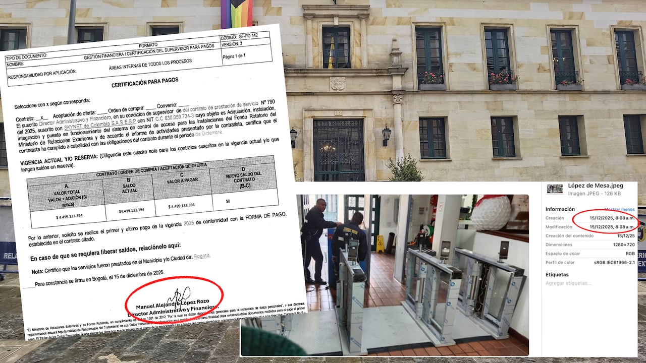 Aunque el contrato obligaba a entregar los equipos con instalación, integración y puesta en funcionamiento, el 15 de diciembre, como consta en las imágenes, fueron pagados los 4.494 millones de pesos sin cumplir la totalidad el contrato.