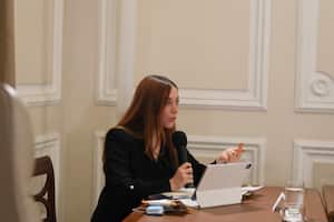 Gloria Miranda Espitia, directora del programa de sustitución de cultivos ilícitos, en el consejo de ministros adelantado en Bogotá