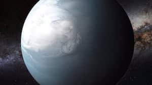 Ilustración artística de un posible mundo Hycean, donde se podrían detectar gases de haluro de metilo en la atmósfera.