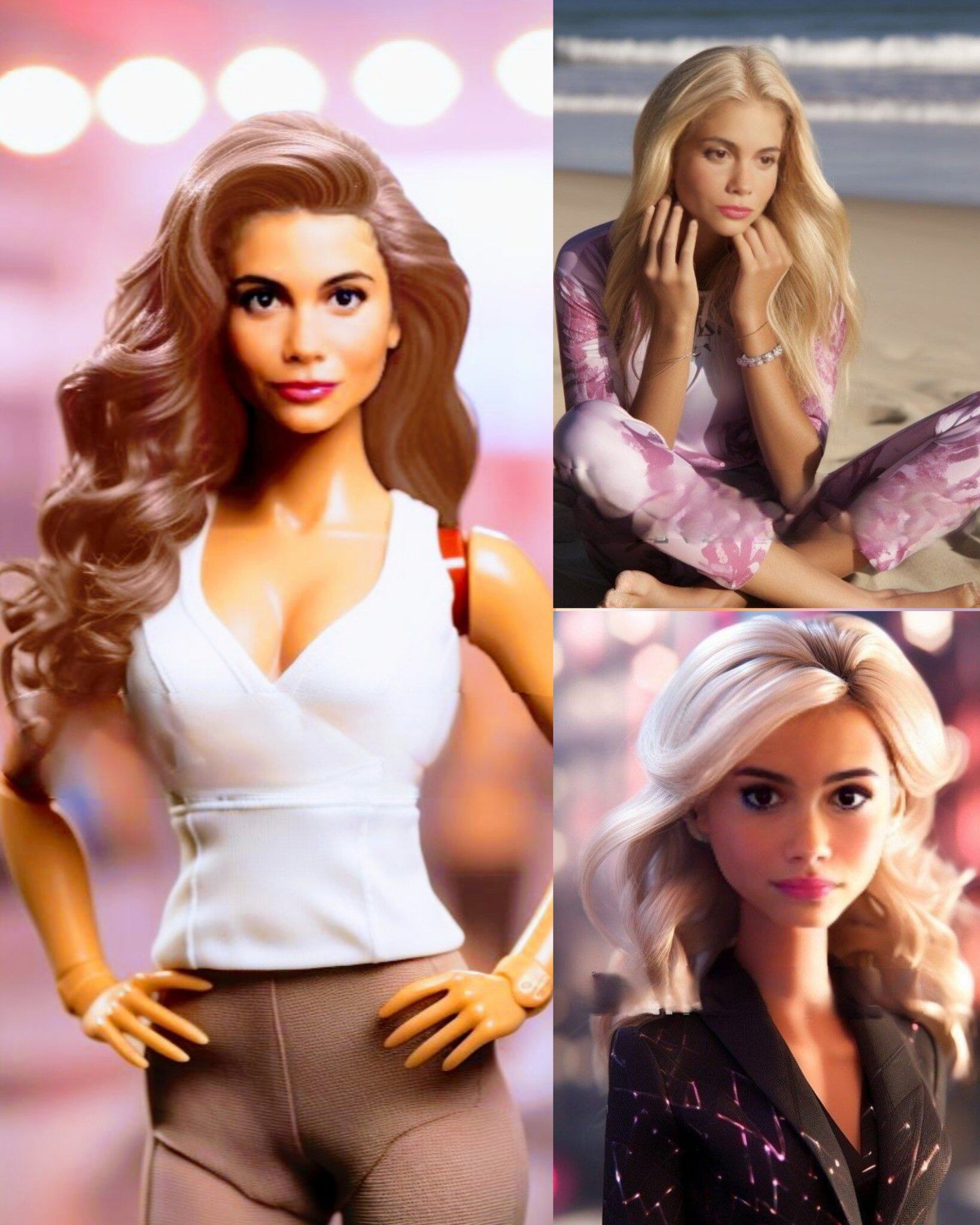 Clara Chía en sus versiones de Barbie, famosa muñeca.